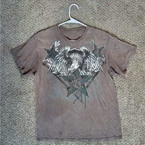 Star & Eagle Graphic T-Shirt Grey/Brick | Y2K Grunge | Large